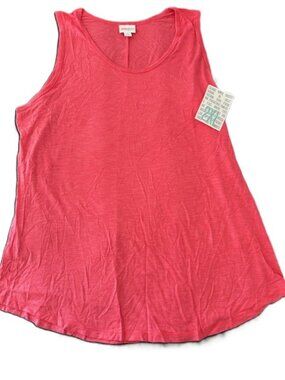 LuLaRoe Tank Top Size 2XL Solid Bright Hot Pink Slub Fabric Flair Bottom NWT